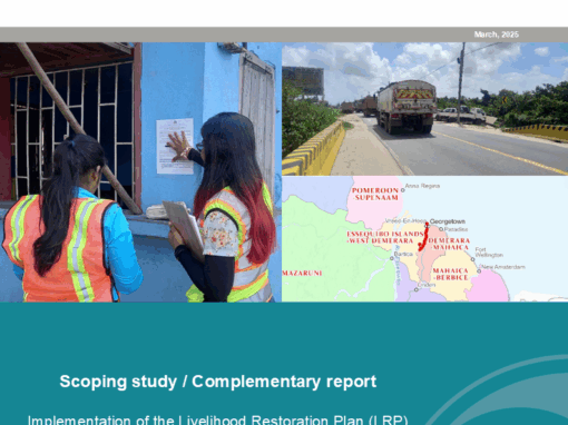Étude de cadrage pour mise en œuvre du Plan de Restauration des Moyens de Substance du projet d’amélioration de la route East Bank Demerara pour BID Guyana