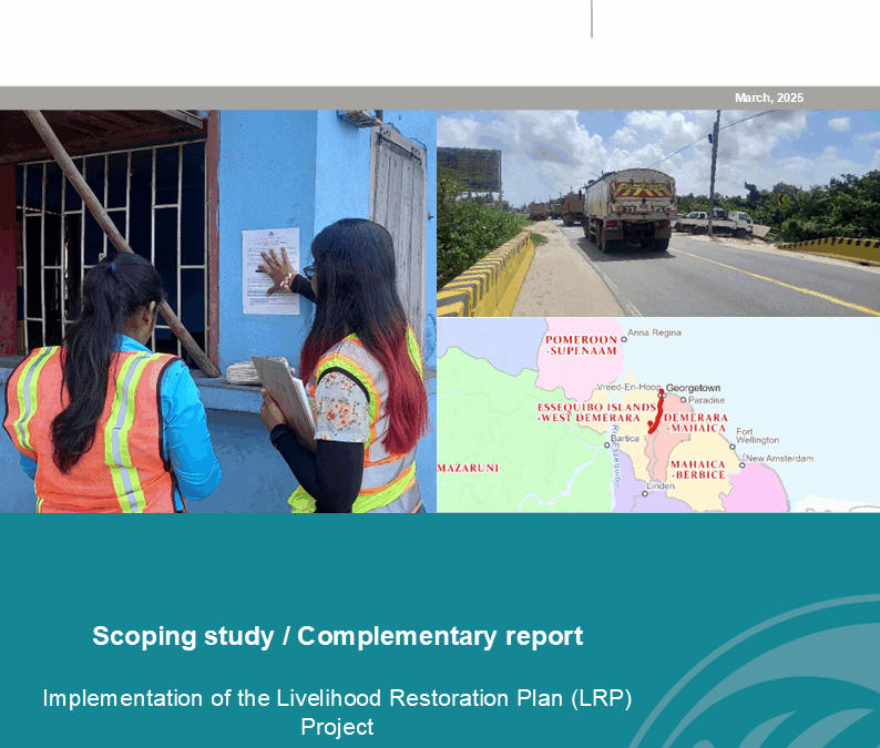 Estudio de alcance para aplicación de Plan de Restauración de Medios de Vida del proyecto de mejora de la carretera East Bank Demerara para BID Guyana